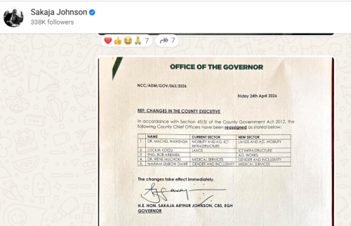 Nairobi Governor Johnson Sakaja's statement on April 24, 2026. PHOTO/Screengrab by People Daily Digital/https://whatsapp.com/channel/0029VaDun1F8F2p6gub8b43M/4941/WhatsApp