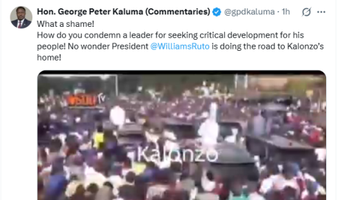 Peter Kaluma post on X. PHOTO/Screengrab by People Daily Digital on April 6, 2026/@gpdkaluma/X
