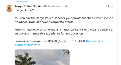 Kenya Police Service post on April 7, 2026. PHOTO/Screengrab by People Daily Digital/@PoliceKE/X