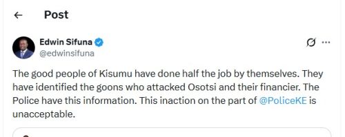 X post by Edwin Sifuna on April 9, 2026. PHOTO/Screengrab by People Daily Digital/@edwinsifuna/X