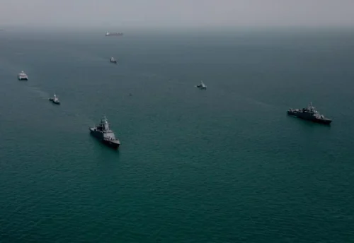Ships in the Strait of Hormuz. PHOTO/@nicksortor/X