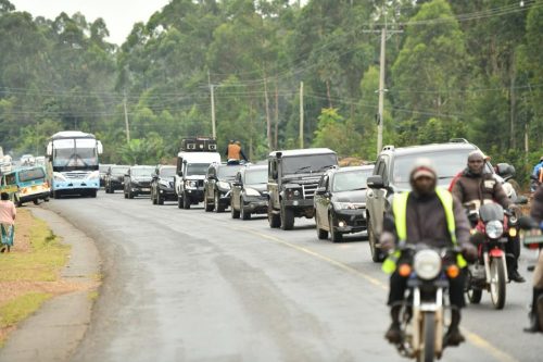 George Natembeya's entoruarage arrving in Bumula for an empowerment drive. PHOTO//https://www.facebook.com/JackWanamiWamboka