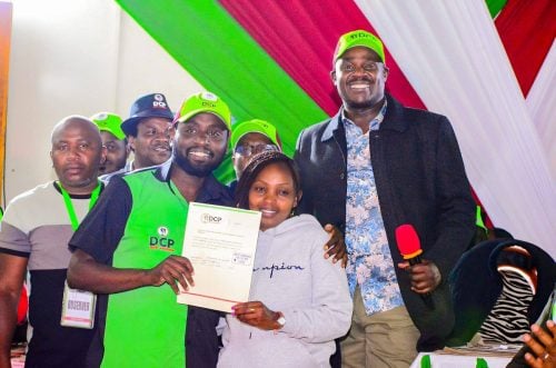 DCP candidate Kamau Ngotho after being handed over nomination certificate upon winning the Party nominations. PHOTO//https://www.facebook.com/kamausammyngotho
