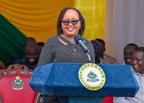 Anne Waiguru addresses residents in Mwea. PHOTO/https://www.facebook.com/Anne Waiguru﻿