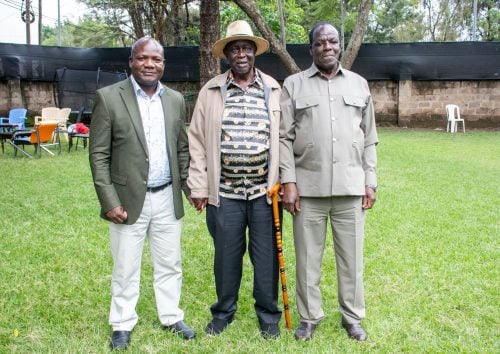ODM party leader Oburu Odinga while in Kakamega together with the county governor, Fernandes Barasa, together with the cooperatives CS WIcklifee Oparanya