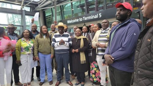 Rigathi Gachagua after his arrival in the UK for his tour of England. PHOTO//https://web.facebook.com/profile.php?id=100042978711245