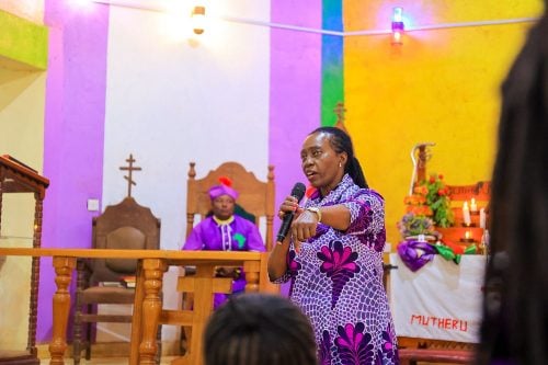 Martha Karua during a Mother’s Day church service at AIPCA Kathangariri Manyataa in Embu. PHOTO/@MarthaKarua/X