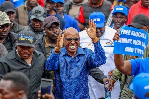 Safina Party Leader Jimi Wanjigi during the opening of the party's new office in Homa Bay on Friday, May 1, 2026. PHOTO/@JimiWanjigi/X