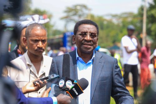 Siaya Governor James Orengo and Embakasi East Member of Parliament Babu Owino are speaking to members of the press. PHOTO/@orengo_james/X
