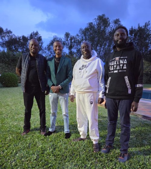 Former Deputy President Rigathi Gachagua with Senator John Methu, Hon. Kanini Keega and benga maestro Samuel Muchoki alias Samidoh, in a meeting ahead of their pre-visit to London. PHOTO/@rigathi/X