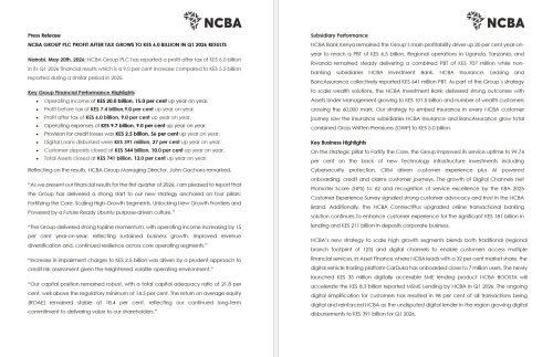 Part of NCBA’s financial results. PHOTO/NCBA