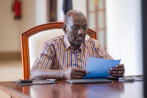 William Ruto during the fourth virtual session of the African Union Ad Hoc Oversight Committee of Heads of State on Institutional Reforms. PHOTO@WilliamsRuto/X