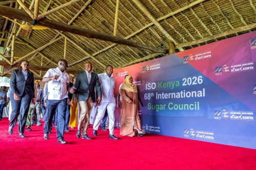 Mutahi Kagwe, Kithure Kindiki and other officials arrive in Diani for the event. PHOTO/@_KithureKindiki/X