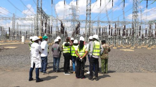 The National Assembly Departmental Committee on Energy and Petroleum members inspect the Suswa electricity hub in Narok County.