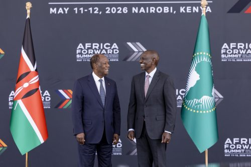 Ivory Coast President Alassane Ouattara with President William Ruto at State House, Nairobi. PHOTO/@AOuattara_PRCI/X