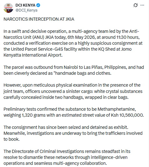 Statement by DCI. PHOTO/Screengrab by People Daily Digital/@DCI_Kenya/X