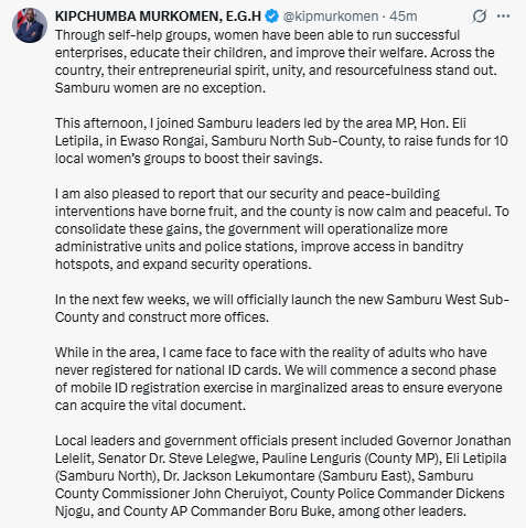 Statement on mobile ID registration campaign. PHOTO/Screengrab by People Daily Digital/@kipmurkomen/X