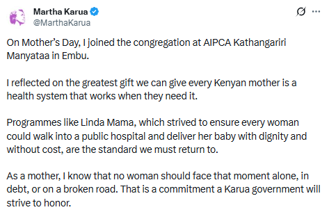 Statement on Linda Mama. PHOTO/Screengrab by People Daily Digital/@MarthaKarua/X