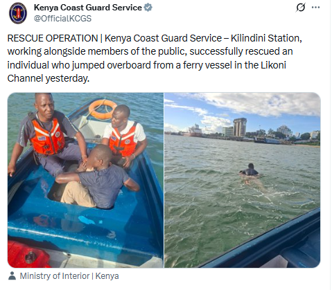 Statement by Kenya Coast Guard Service. PHOTO/Screengrab by People Daily Digital/@OfficialKCGS/X