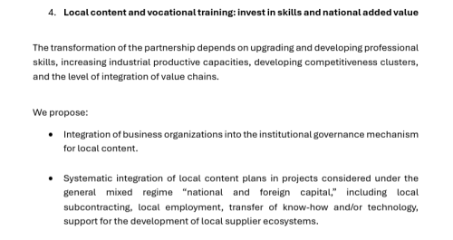 Part of Africa-France business leaders’ statement on co-investment and jobs. PHOTO/Screengrab by People Daily Digital