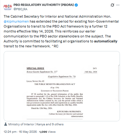Statement on the extension of NGO transition. PHOTO/Screengrab by People Daily Digital/@PBO_RA/X