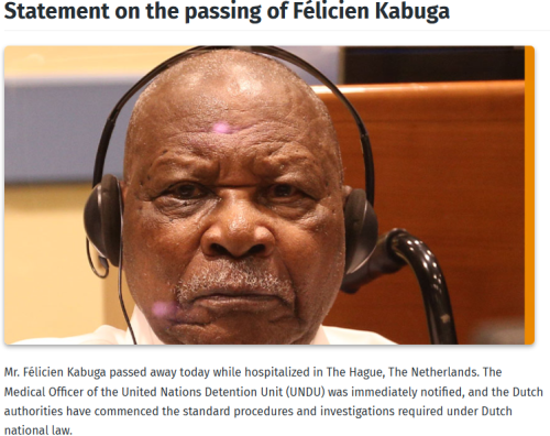 Part of the statement on Kabuga’s passing. PHOTO/UN