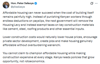 Statement on Affordable Housing. PHOTO/Screengrab by People Daily Digital/@pksalasya/X