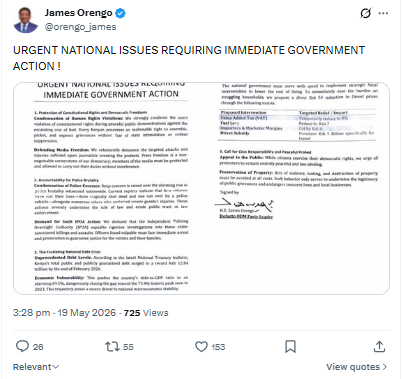 Statement on fuel reforms. PHOTO/Screengrab by People Daily Digital/@orengo_james/X