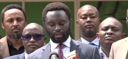 DCP Party Acting Secretary General Joe Methu addressing the press.PHOTO/People Daily digital from a video posted by https://www.facebook.com/DPGachagua