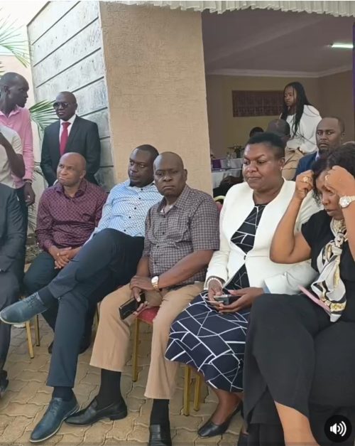 Kisii leaders who accampaned Kisii senator Richard Onyoka during his mother's funeral. PHOTO//Education CS Migosi Ogamba together with Senator Richard Onyonka during his mothers funeral. PHOTO//Screengrab by People Daily/https://www.facebook.com/watch/dorice.aburi/