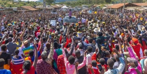 President William Ruto addressing residents of Doldol in Laikipia County. PHOTO/@WilliamsRuto/X