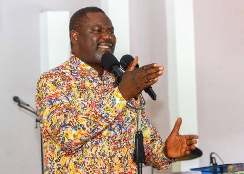 Geoffrey Ruku addressing congregants at Livingstone Church, Embu town. PHOTO/Brian Malila