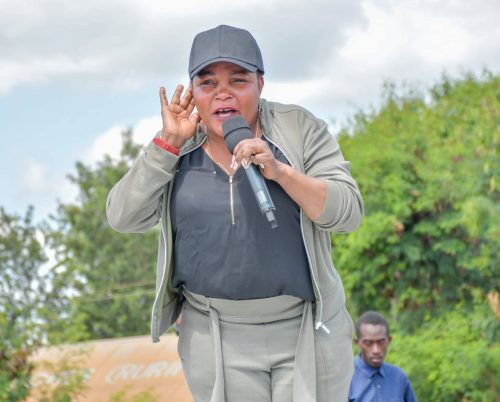 Wangui Ngirici addresses the residents of Gathingiriri and Wamumu wards in Mwea constituency during her Ziara Mashinani tours on Friday, May 15, 2026. PHOTO/Bancy Lole