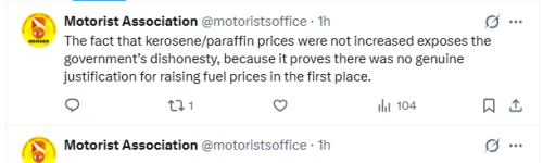 The Motorists Association of Kenya (MAK) X post on May 15, 2026. PHOTO/Screengrab by People Daily Digital/@motoristsoffice/X