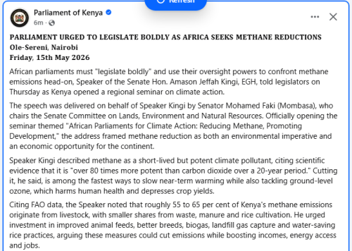 Statement by the Parliament of Kenya on May 15, 2026. PHOTO/Screengrab by People Daily Digital/https://www.facebook.com/ParliamentKE/Facebook