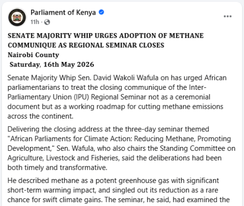 Statement by the parliament of Kenya on May 16, 2026. PHOTO/Screengrab by People Daily Digital/https://www.facebook.com/ParliamentKE/Facebook