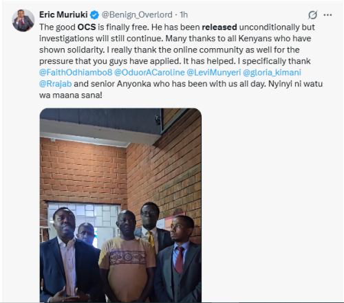 A statement by lawyer Eric Muriuki on Tuesday, May 19, 2026. PHOTO/Screengrab by People Daily Digital/@Benign_Overlord/X