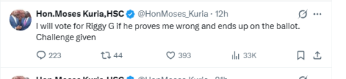 Former Public Service Cabinet Secretary Moses Kuria's X post on Wednesday,May 20, 2026. PHOTO/Screengrab by People Daily Digital/@HonMoses_Kuria/X