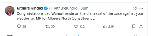 Deputy President Kithure Kindiki's X post on May 21, 2026. PHOTO/Screengrab by People Daily Digital/@_KithureKindiki/X
