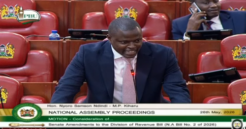 Kiharu Member of Parliament Ndindi Nyoro speaking on the floor of Parliament on Tuesday, May 26, 2026. PHOTO/Screengrab by People Daily Digital/https://www.youtube.com/watch?v=RMH4YCbi5zg/YouTube