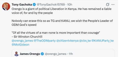 Nairobi gubernatorial hopeful Tony Gachoka's X post on May 2, 2026. PHOTO/Screengrab by People Daily Digital/@TonyGachok15769/X