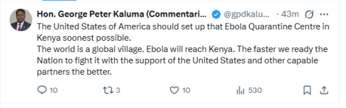 Homa Bay Town MP Peter Kaluma's X post on May 29, 2026. PHOTO/Screengrab by People Daily Digital/@gpdkaluma/X