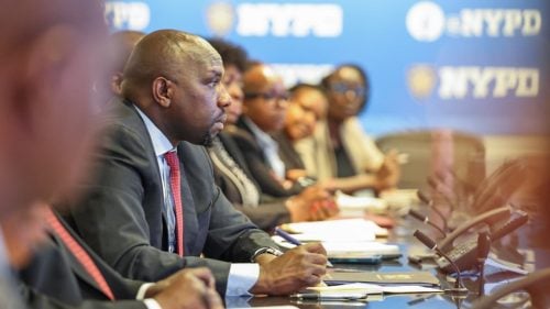 Interior Cabinet Secretary Kipchumba Murkomen after the meeting with New York Police Department (NYPD) Commissioner Jessica Tisch in the United States. PHOTO/@kipmurkomen/X