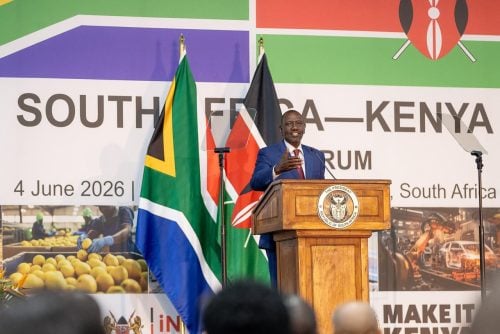 President William Ruto speaking after the signing of six trade agreements between Kenya and South Africa at the Union Buildings in Pretoria.PHOTO/@WilliamsRuto/X.