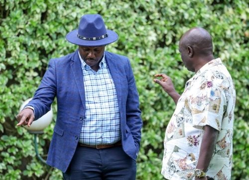 Former Deputy President Rigathi Gachagua in a meeting with Deputy Party leader Cleophas Malala ahead of an anticipated political tour of Western Kenya. PHOTO/https://www.facebook.com/cleophasmalalah