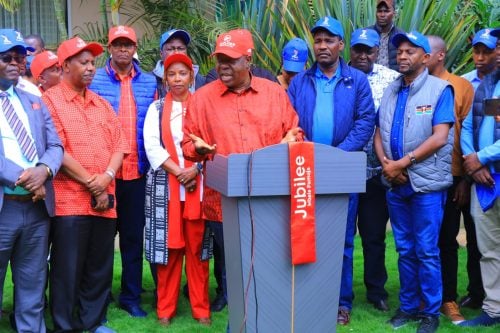 Fred Matiang’i, Munya and other local leaders during the Meru political tour. PHOTO/https://www.facebook.com/Party of National Unity- PNU