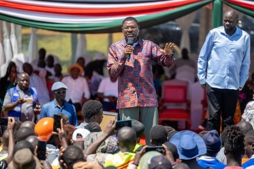 Wetang’ula speaks during an empowerment forum at Luanda Vocational Training Institute in Vihiga County. PHOTO/https://www.facebook.com/photo/Moses Wetang’ula