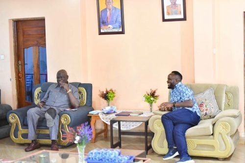 Trans Nzoia Governor George Natembeya during his visit to Kwanza MP Ferdinand Wanyonyi at his home in Kwanza Constituency following his discharge after being hospitalised in India for several months. Photo//https://www.facebook.com/george.natembeya.9