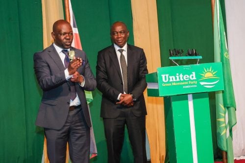 Saboti MP Caleb Amisi and Suba South MP Caroli Omondi at Ufungamano House during a high-profile State of the Nation dialogue convened by former CJ David Maraga. PHOTO/@dkmaraga/X