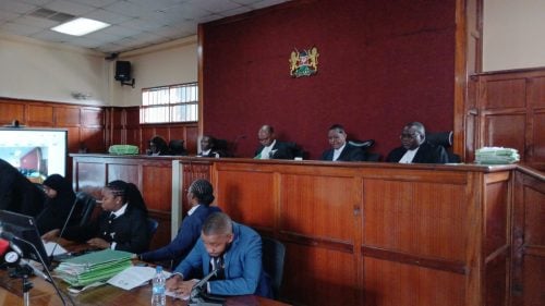 A five- Judge Bench comprising during a delivery of a judgement on Maraga's advisory to dissolve Parliament over two-thirds gender rule on Friday, June 5, 2026. PHOTO/Zipporah Ngwatu